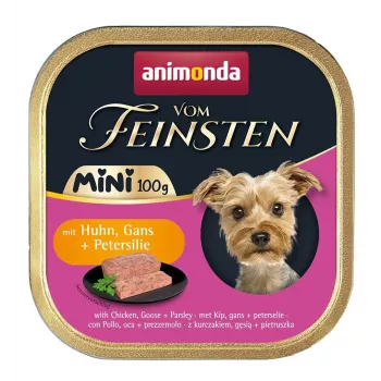 animonda Vom Feinsten Adult Mini mit Huhn, Gans und Petersilie Hundenassfutter, 100 g