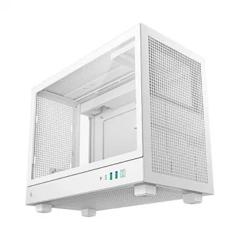 Computergehäuse DeepCool CH160 PLUS WH Small Form Factor weiß, microATX, gehärtetes Glas, USB-C