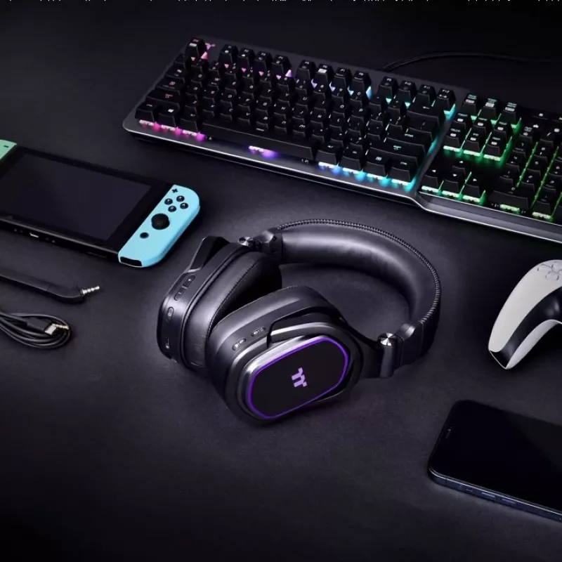 Thermaltake ARGENT H5 RGB, kabellos, Gaming, 20 - 40000 Hz, 412 g, Kopfhörer, Schwarz