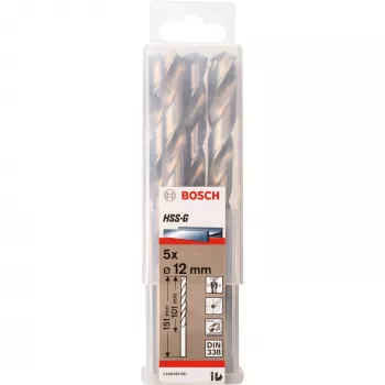 Bohrerset Bosch HSS-G 12 mm, 5 Stück, Arbeitslänge 101 mm
