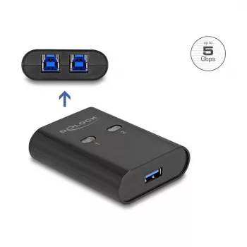 DeLOCK USB Switch 2 PC to 1 Device 5 Gbps Schwarz