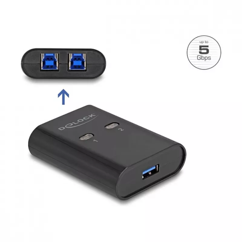 DeLOCK USB Switch 2 PC to 1 Device 5 Gbps Schwarz