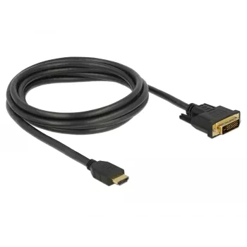 DeLOCK - Videokabel - HDMI / DVI - DVI-D (M) auf HDMI (M) - 2,0 m - Dreifachisolierung - Schwarz - Rändelschrauben (85654)