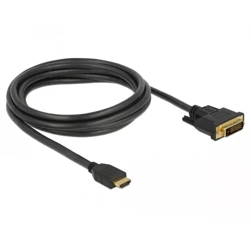 DeLOCK - Videokabel - HDMI / DVI - DVI-D (M) auf HDMI (M) - 2,0 m - Dreifachisolierung - Schwarz - Rändelschrauben (85654)