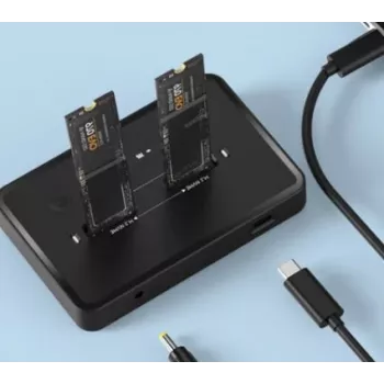 GEMBIRD Desktop-Dual-Laufwerk USB Type-C M.2 NVMe und SATA SSD Dockingstation DD2-U3M2, unterstützt M.2 2242, 20 Gbit/s, RTL9210B