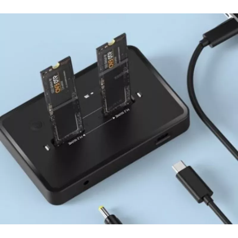 GEMBIRD Desktop-Dual-Laufwerk USB Type-C M.2 NVMe und SATA SSD Dockingstation DD2-U3M2, unterstützt M.2 2242, 20 Gbit/s, RTL9210B