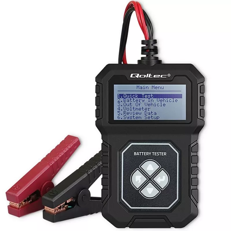 Qoltec Digitaler Batterietester mit LCD | Polnisches Menü | 12V | AGM | GEL | STD | 30-220AH