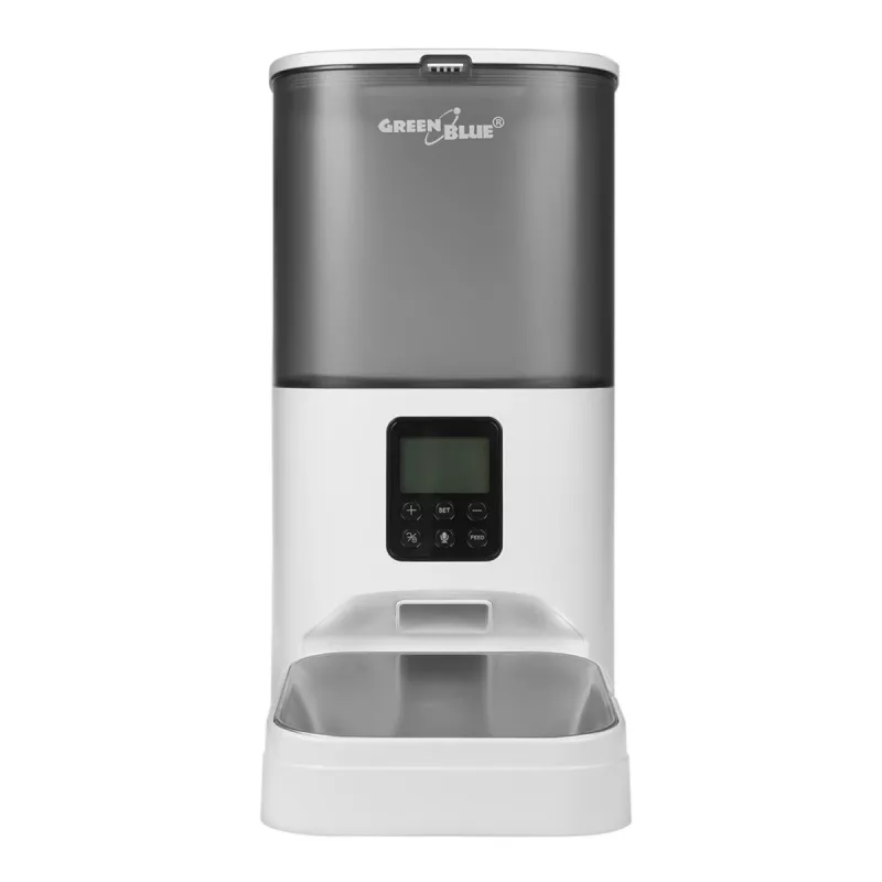 GreenBlue GB393 Automatischer Futterspender für Haustiere, 6 l, USB 5V/1A, Weiß