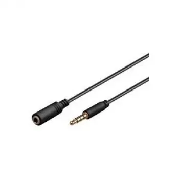Wentronic Goobay 3,5-mm-Klinken-Verlängerungskabel, Schwarz, 2 m - 3,5-mm-Klinkenstecker (4-polig, Stereo) > 3,5-mm-Klinkenbuchse (4-polig, Stereo) (62479)