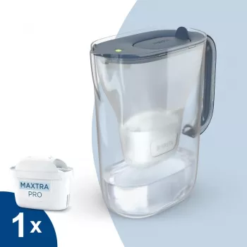 BRITA Style Essential 2,4 L Wasserfilter-Kanne Graphit — Kanne mit MAXTRA-Kartusche, Smart Light, 1,4 L gefiltertes Fassungsvermögen
