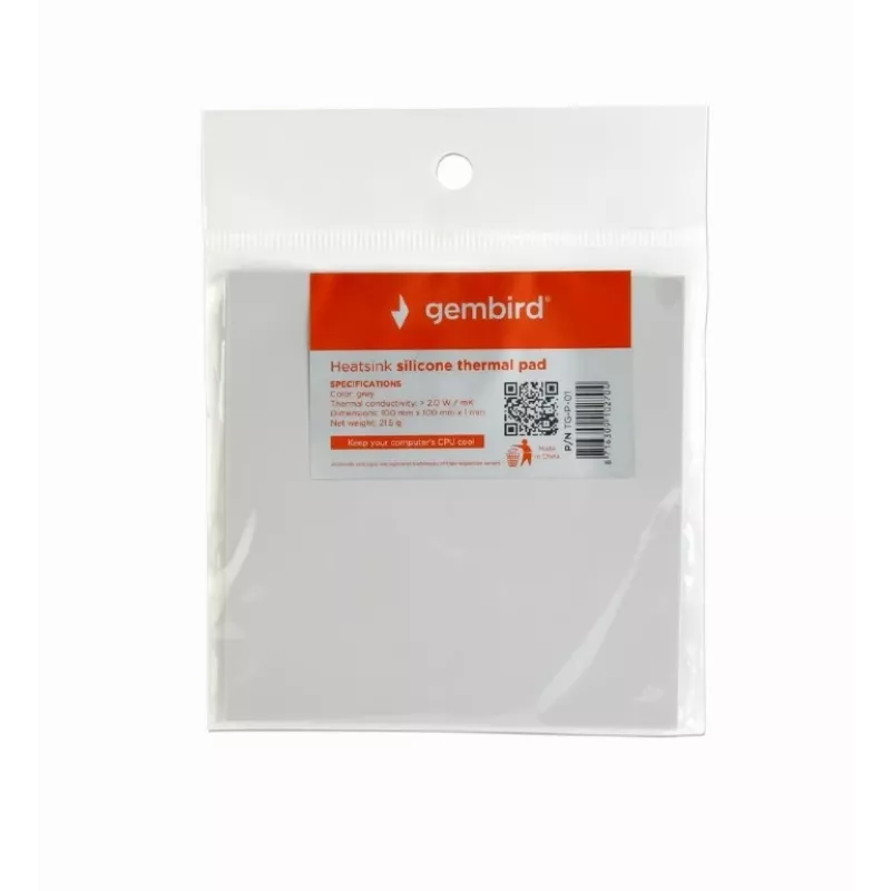 Gembird TG-P-01 Silikon-Wärmeleitpad, 100 x 100 x 1 mm