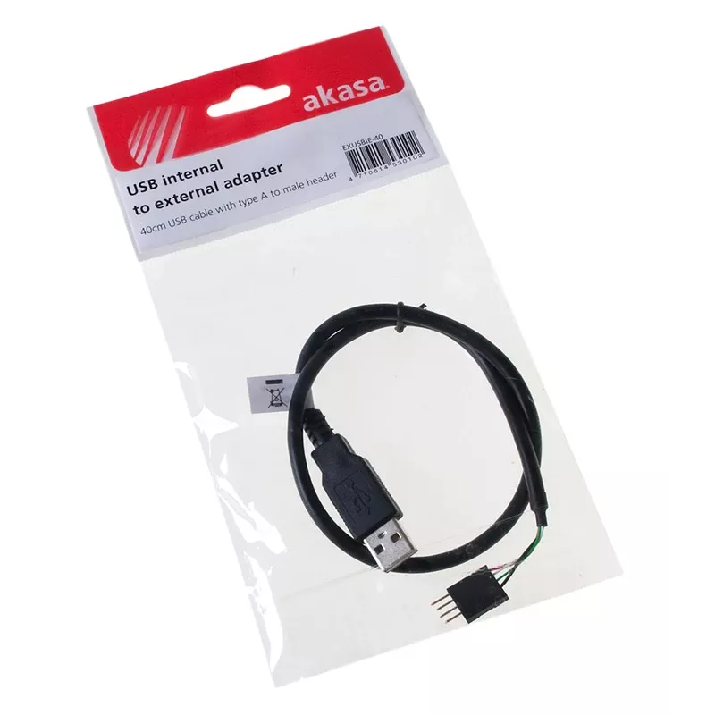 USB-Kabel Akasa 0,4 m USB A Schwarz