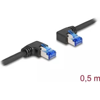 DeLOCK RJ45 Cat.6A S/FTP Netzwerkkabel, rechts/links abgewinkelt, 0,5 m, schwarz
