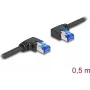 DeLOCK RJ45 Cat.6A S/FTP Netzwerkkabel, rechts/links abgewinkelt, 0,5 m, schwarz