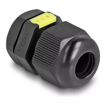 Kabelverschraubung M12 DELOCK mit Belüftung IP68, Kunststoff, schwarz, 2 Stück