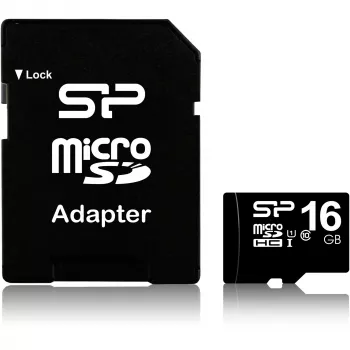 MicroSDHC-Speicherkarte Silicon Power 16GB Class 10 UHS-I U1 40 MB/s, wasserdicht, schwarz