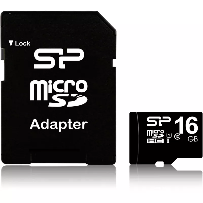 MicroSDHC-Speicherkarte Silicon Power 16GB Class 10 UHS-I U1 40 MB/s, wasserdicht, schwarz