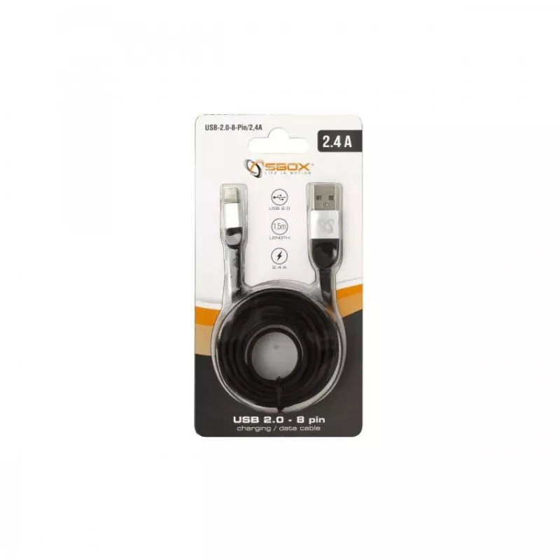 Sbox USB 2.0-8-Pin/2.4A schwarz/silber