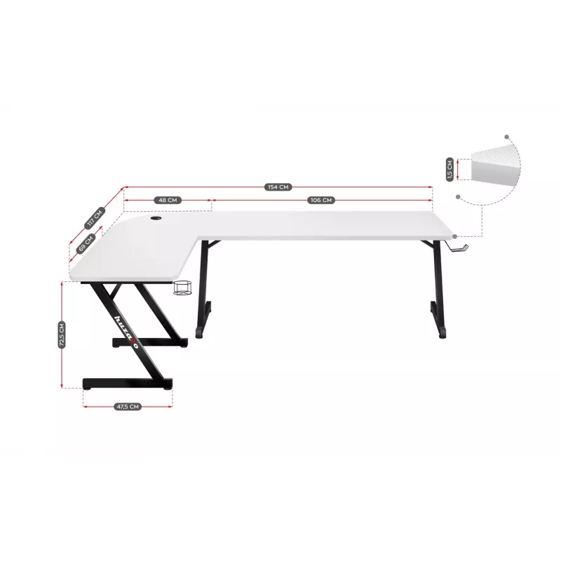GAMING-DESK HUZARO HERO 7.0 WEISS