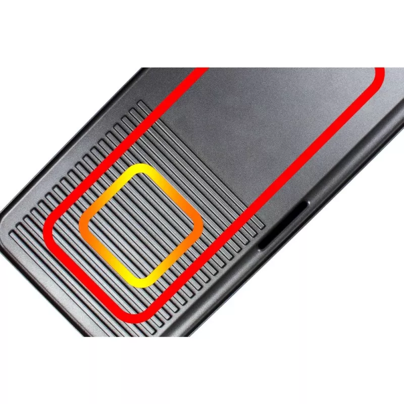 Elektrischer Tischgrill Rommelsbacher BBQ 2003 — 1900 W, 50×25 cm, gerippt + Teppanyaki, stufenloser Thermostat, silber/schwarz