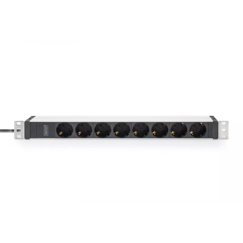 Digitus Steckdosenleiste mit Aluminiumprofil, 8-fach Sicherheitssteckdose, 2 m Kabel, IEC C20 Stecker