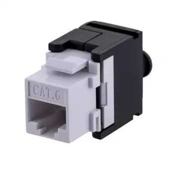 Keystone-Modul A-LAN MKB-U6-1 — RJ45 U/UTP Cat6, 22/26 AWG, schwarz/weißes ABS-Gehäuse