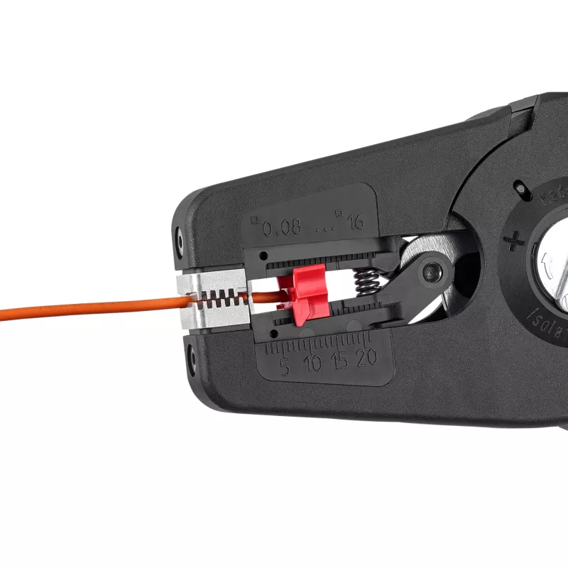 Automatischer Abisolierer PreciStrip16, Abisolierzange schwarz/Rot, integrierter Drahtschneider
