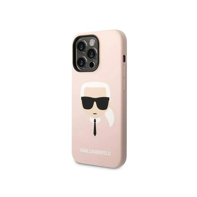 Karl Lagerfeld KLHMP14XSLKHLP iPhone 14 Pro Max 6.7 Hartschale Hellrosa / Hellrosa Silikon Karl inchs Head Magsafe