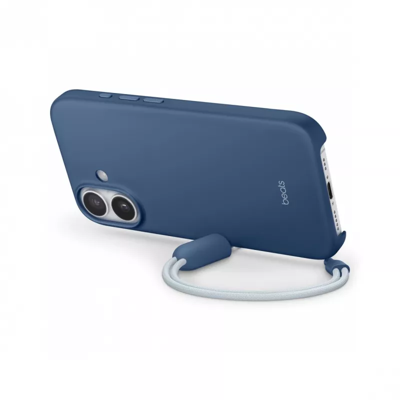 Kickstand-Hülle für iPhone 17 von Apple Beats — MagSafe, Kamerasteuerung, Polycarbonat/Mikrofaser, Blau, passend für 6,3 Zoll