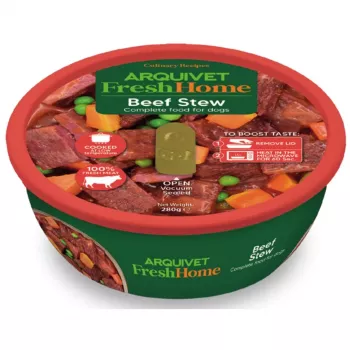 Nassfutter für Hunde ARQUIVET Fresh Home Rindergulasch 280 g – für ausgewachsene Hunde, Rind, Alleinfuttermittel in Dose