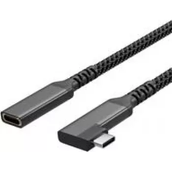 USB-C Verlängerungskabel USB-C > USB-C Buchse 3.2 90° PD Textil 1,5m (FL31-74016)