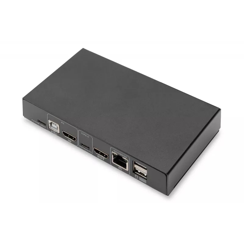DIGITUS DS-12901 - KVM-/Audio-/USB-Switch - 4K 30 Hz, USB-C/USB/HDMI-Eingang, HDMI-Ausgang, Netzwerk