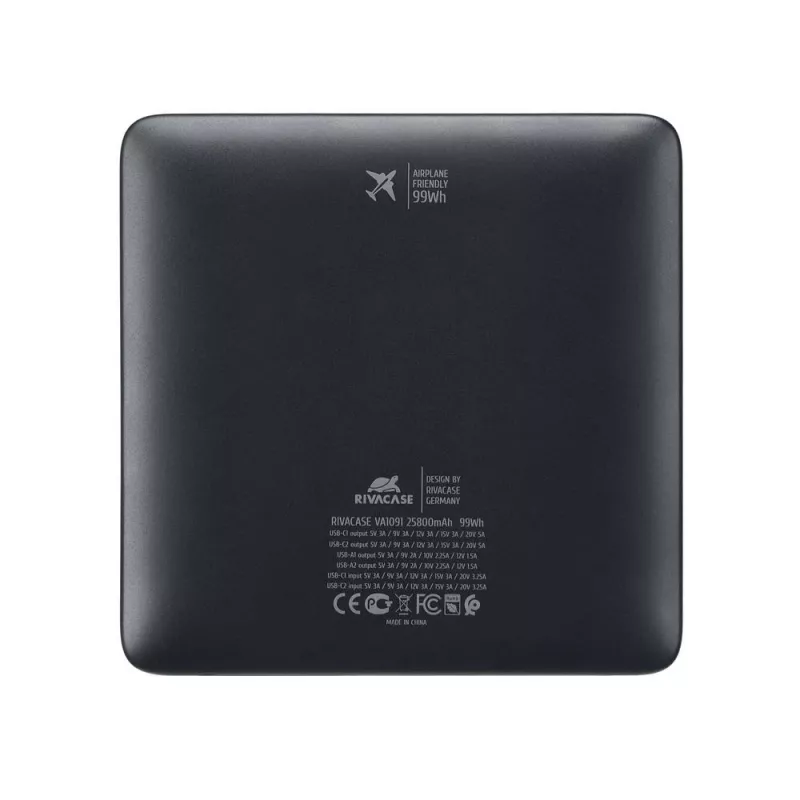 Powerbank Rivacase VA1091 — 25800 mAh, Gesamtausgangsleistung 100 W, USB-Anschlüsse