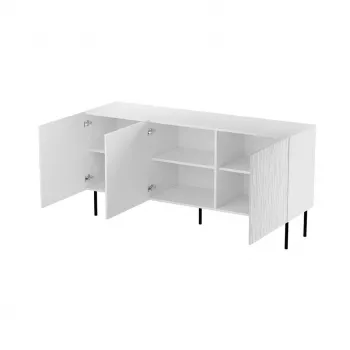 Kommode Cama Meble JUNGLE 152x40.5x74.5 cm weiß matt mit schwarzen Beinen