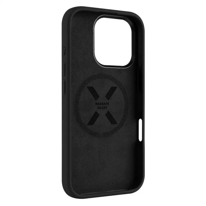 Feste Rückabdeckung für Apple iPhone 17 Pro, flüssiges Silikon, schwarz, MagFlow