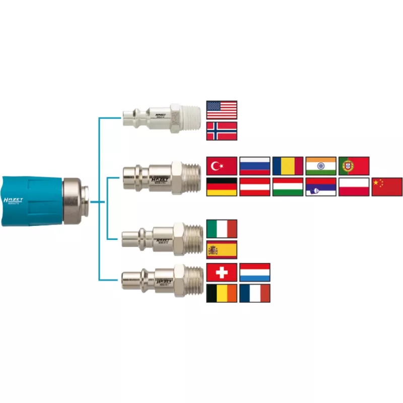 Sicherheitskupplung Hazet 9000-061 1/4 Zoll, Nenndruck 10 bar, pneumatische Schnellverschlusskupplung