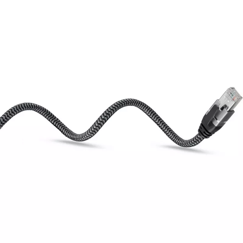 Ethernet-Kabel USB-C 3.2 Gen2 Stecker > RJ-45 Stecker, LAN-Adapter schwarz/Silber, 3 Meter, geflochtenes Textilmantel