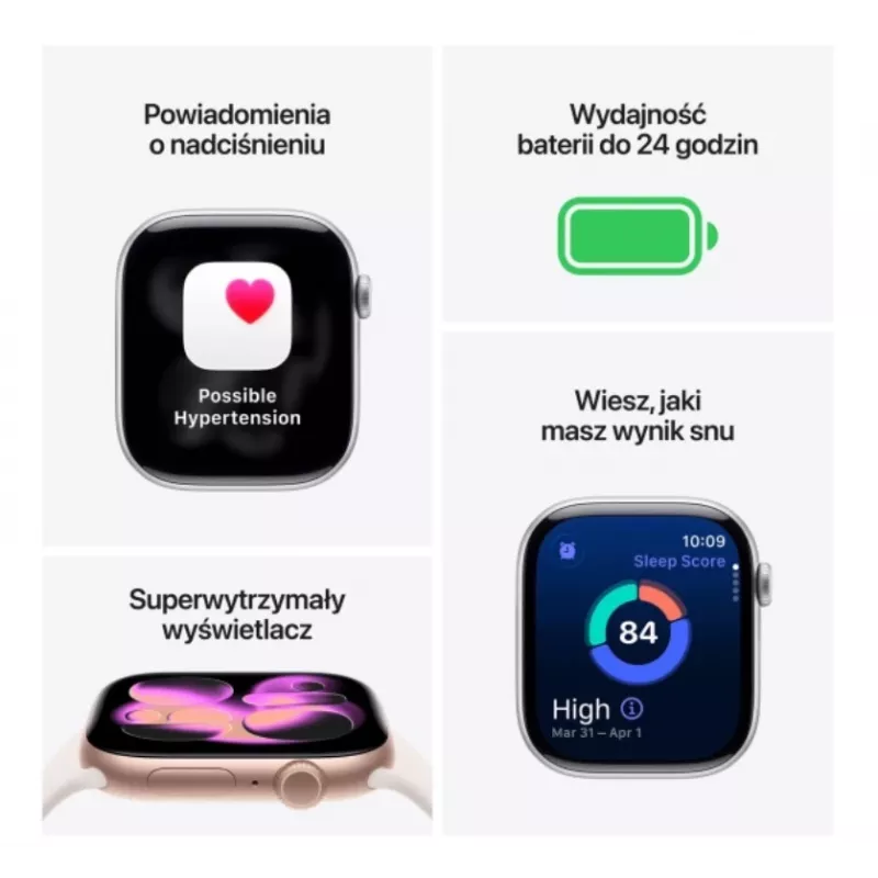 Apple Watch Series 11 GPS + Cellular 42mm Silber Aluminiumgehäuse mit Purple Fog Sportarmband - M/L