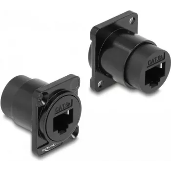 Netzwerkkabel DeLOCK D-Type Modul RJ45 Cat.6A Buchse auf Buchse Schwarz