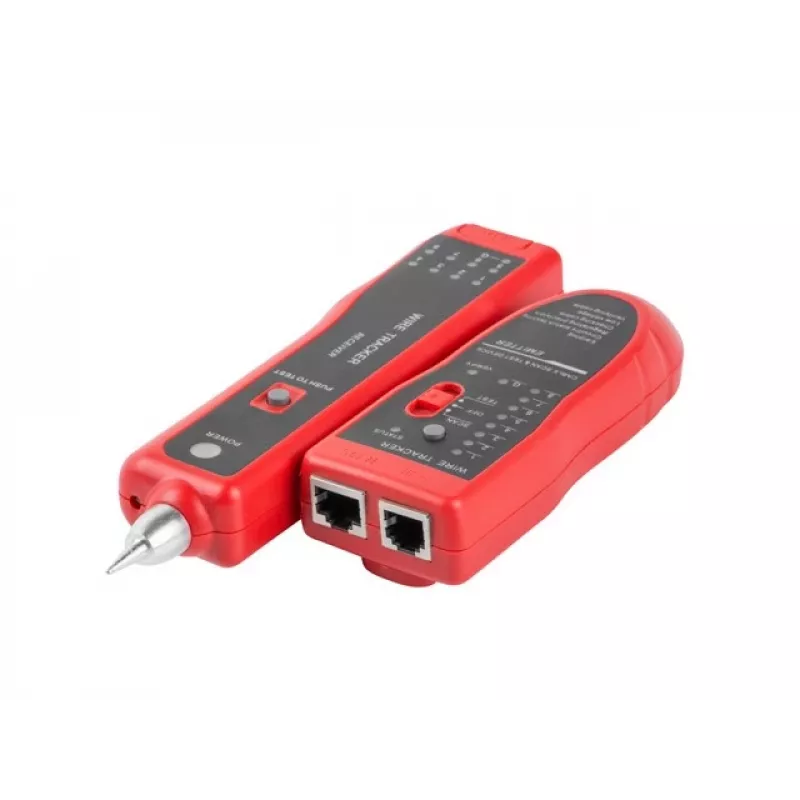 LANBERG Netzwerkkabeltester NT-0501 — RJ-11/RJ-12/RJ-45-Unterstützung, max. Länge 250 m, integrierte Batterie, LED-Anzeigen, schwarz