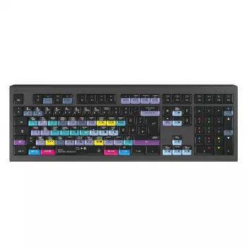 Logickeyboard ASTRA 2 DaVinci-Resolve-Tastatur für Mac, in voller Größe, kabelgebunden USB, Scherenmechanik, QWERTZ Deutsch, Schwarz
