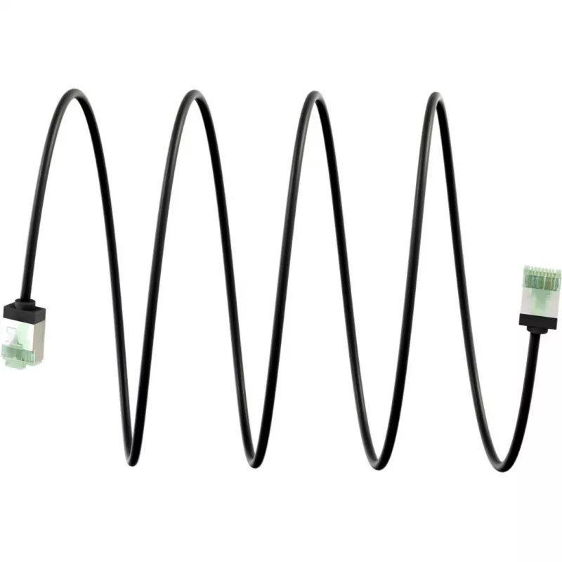 Goobay Ultra-Flexibles CAT 8.1 Patchkabel schlank U/FTP schwarz - extra-kurzer Stecker 99,9% (74354)