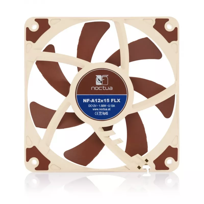 Lüfter Noctua NF-A12x15 FLX — 120 mm flacher 15 mm PC-Gehäuselüfter, 12 V, 1850 U/min, 94,2 m³/h, 23,9 dB, 3-Pin