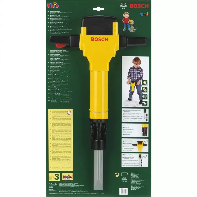 Theo Klein 8405 Bosch Abbruchhammer I batteriebetrieben mit Auf- und Abbewegung des Bohrers I mit Motorgeräusch und Blinklicht I Maße: 28 cm x 7 cm