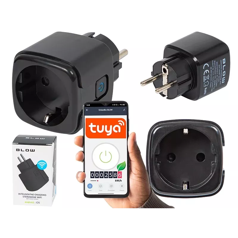 Smart-Steckdose BLOW TUYA V3 WLAN-gesteuert 16A, Einzelsteckdose, Fern-EIN/AUS