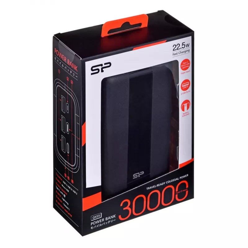 Silicon Power QX55 Powerbank Lithium Polymer (LiPo) 30000 mAh Schwarz