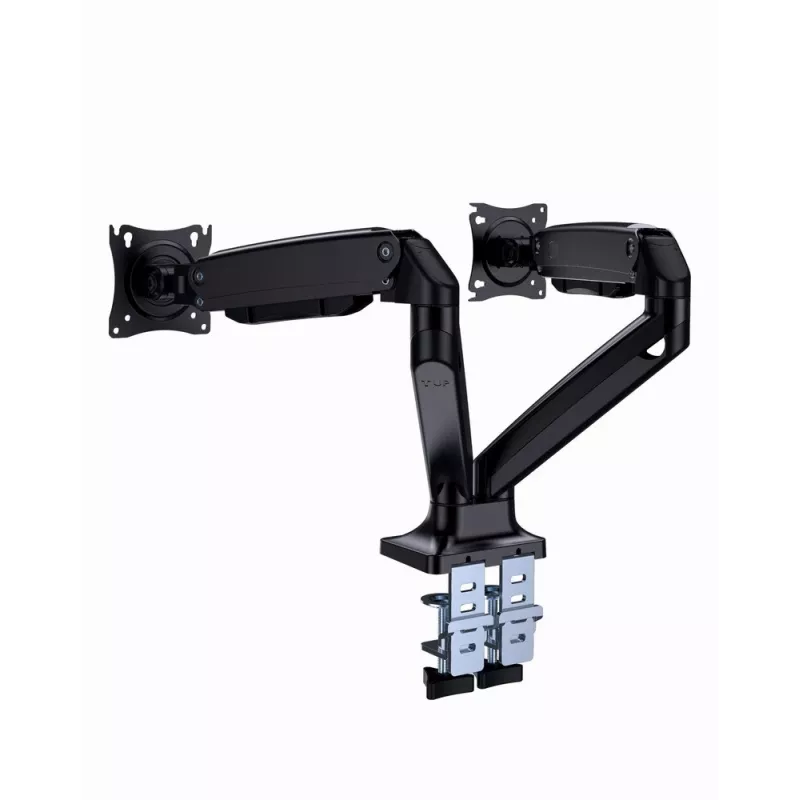Monitor-Halterung GEMBIRD MA-DA2-03 für Bildschirme bis 35 Zoll, Tischklemme, VESA 75x75–100x100, 20 kg, schwarz, Dual-Display