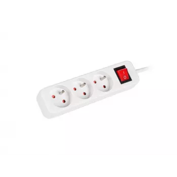 Power extension Kabel LANBERG PS1-03E-0300-W — 3 m Kabel, 3 Type E AC outlets, white, indoor