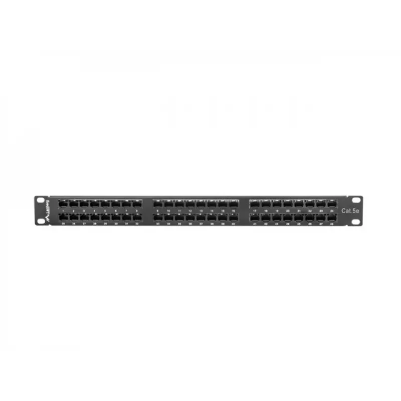 Patchpanel LANBERG PPU5-1048-B 1U, 48 Ports Cat5e, schwarz, 445×102×44,5 mm