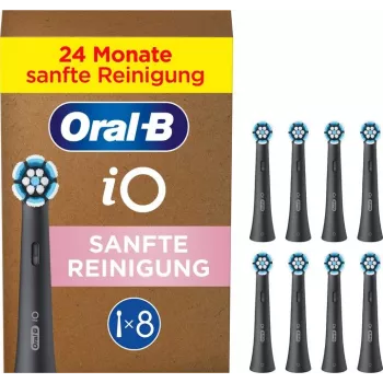 Oral-B Ersatzköpfe iO Gentle Clean 8er-Pack, schwarz — für empfindliche Bereiche und Zahnfleischpflege